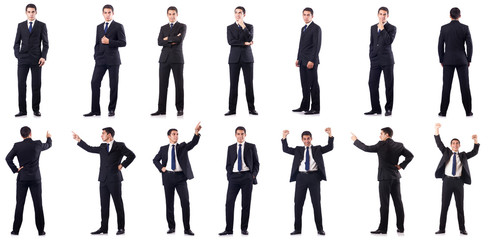Collage of businessman isolated on white