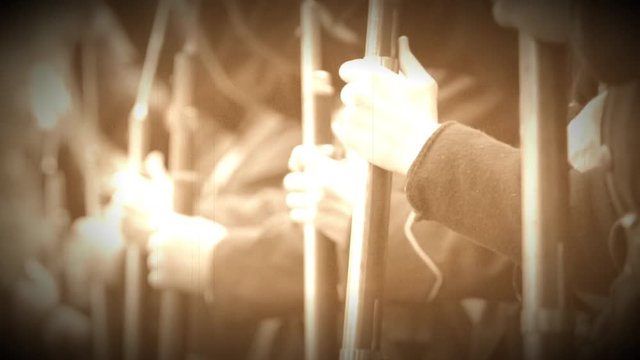 Civil War soldiers loading their weapons (Archive Footage Version)