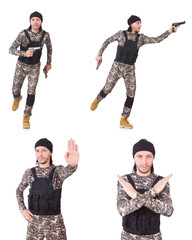 Soldier with gun isolated on white