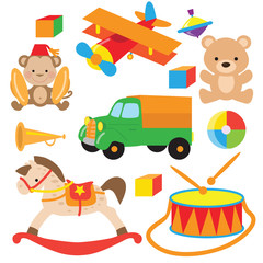 Retro toys vector cartoon illustration