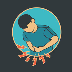 stomachache pain logo vector icon