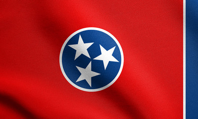 Flag of Tennessee waving with fabric texture