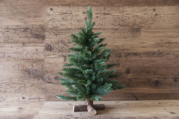 Christmas Tree, Aged Wooden Background, Copy Space