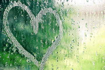 Heart shape on glass from finger