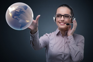 Call center operator in global business concept