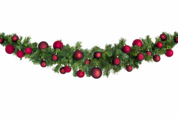 Christmas Garland with Red Baubles