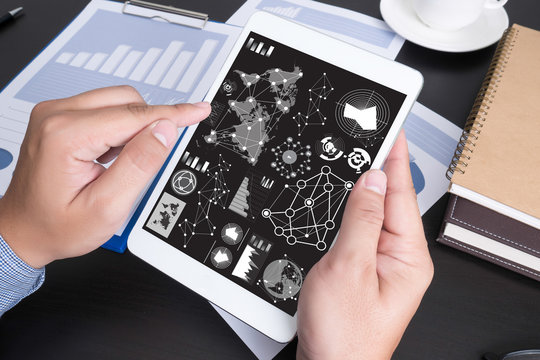 Website designer working digital tablet