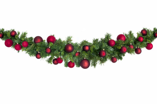 Christmas Garland with Red Baubles