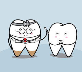 cute cartoon tooth and dentist