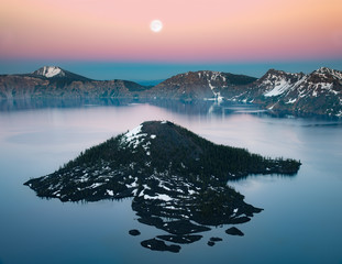 Wizard island and full moon