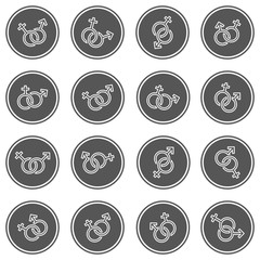 Female and male romantic collection. Female and male signs. Gender icons.