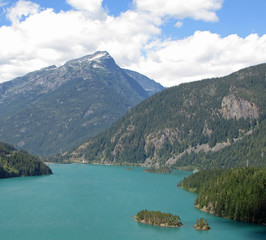 Naklejka na ściany i meble Diablo Lake with Crater Mountain in the background in the Ross Lake National Recreation Area,