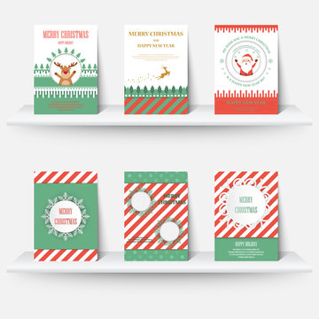 Set of christmas layout template in A4 size design for cover, annual report, brochure, flyer, catalog, magazine, book and booklet

