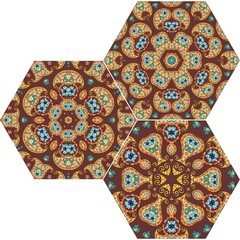 Set number 1 of hexagonal indian ceramic tiles with paisley.