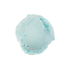 Isolated scoop of turquoise ice cream isolated.