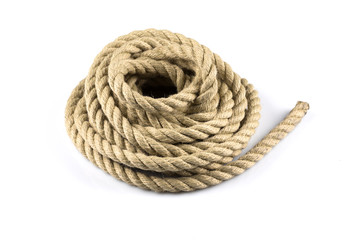 Twisted thick rope on white