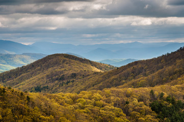 Naklejka premium Early spring view of the Blue Ridge Mountains in Shenandoah Nati