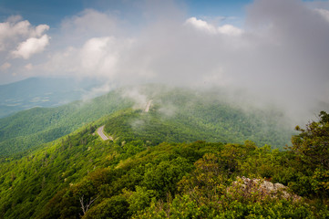 Fog over the Blue Ridge Mountains, seen from Little Stony Man Cl