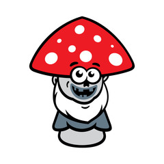Vector Evil Mushroom Cartoon Illustration.