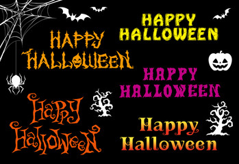 ハロウィン ロゴセット5種 黒バック
