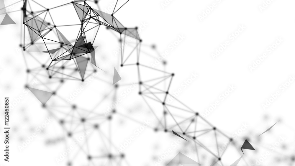 Poster abstract technology futuristic network - fantasy plexus background. 3d rendering