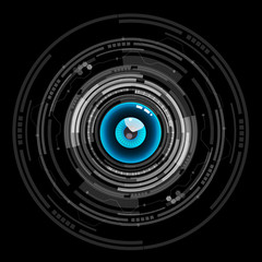 Nice blue eyeball digital technology icon