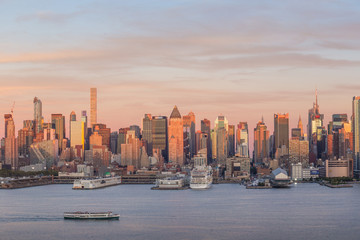 New York City Manhattan midtown skyline at dusk