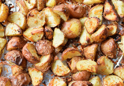 fresh oven roasted baby red potatoes with parmesan cheese