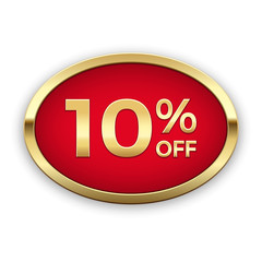 10% off golden badge, vector