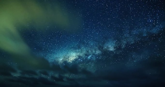 Time lapse of stars moving across the night sky, space astrophotography