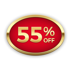 55% off golden badge, vector