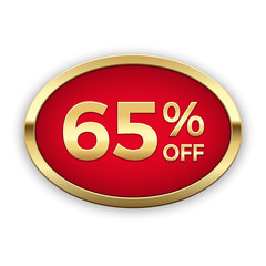 65% off golden badge, vector