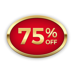75% off golden badge, vector