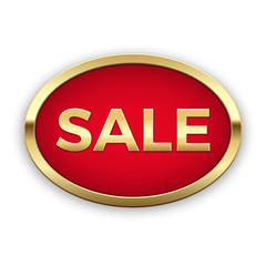 Sale golden badge, vector