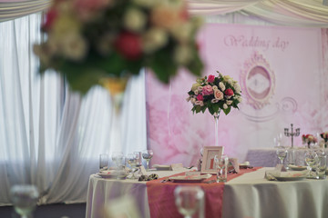 The wedding decorations in restaurant