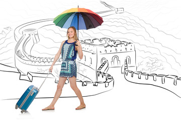 Young woman travelling to China to see Great Wall