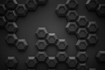 black hexagon Honeyomb modern technology black abstract 3d  back