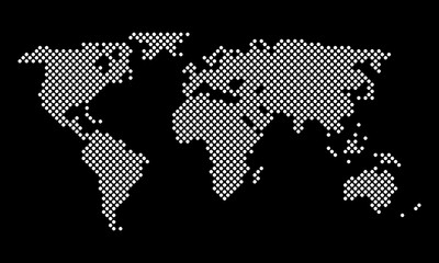 Vector World Map round pixel dots