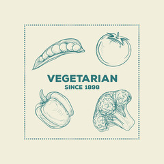 vegetarian logo vector design template