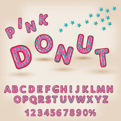 Alphabet in style of comics, donut funny letters