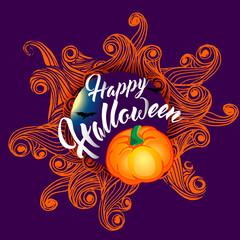 Happy Halloween Party Lettering with Spooky Background