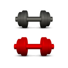 Black and red dumbbells