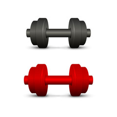 Black and red dumbbells