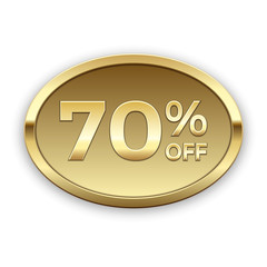 70% off golden badge, vector