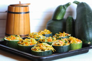 zucchini stuffed with vegetables dish