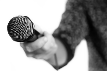 Microphone isolated man hand