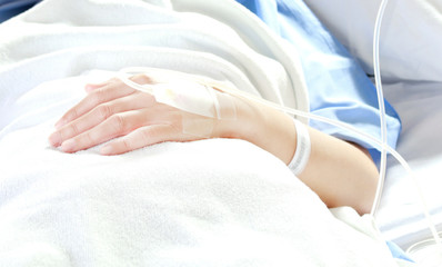 IV solution in a patients hand