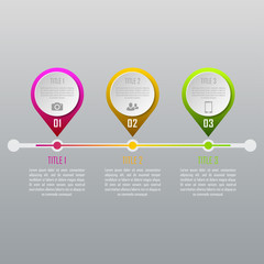 Three steps infographics. Infographic timeline template can be used for chart, diagram, web design, workflow layout