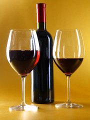 bottle of wine and glass on the table