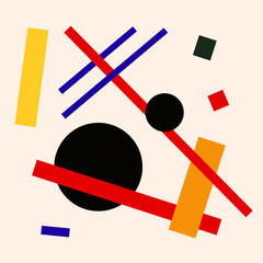 Abstract suprematism composition, square flat illustration © EvgeniyBobrov